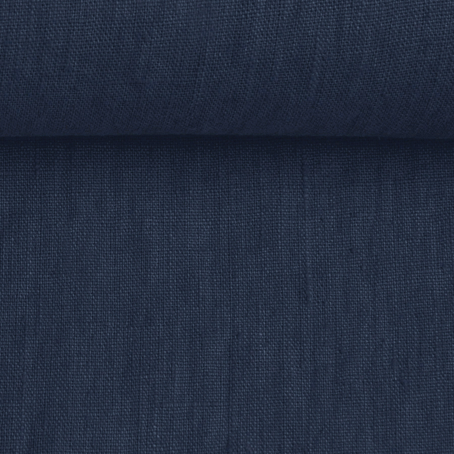 Blue washed linen fabric, 205 g/m²