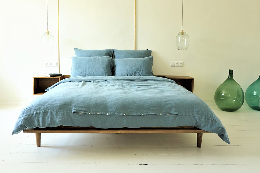 Blue linen duvet cover DREAM CATCHER, 200x200 cm.