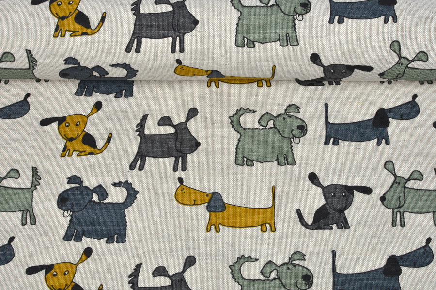 Printed fabric Dark dogs, 240 g/m²