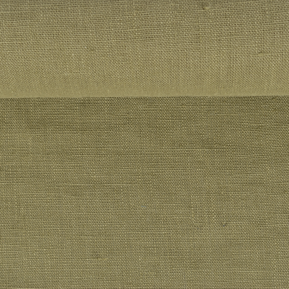 Washed olive colour linen fabric, 250 g/m²