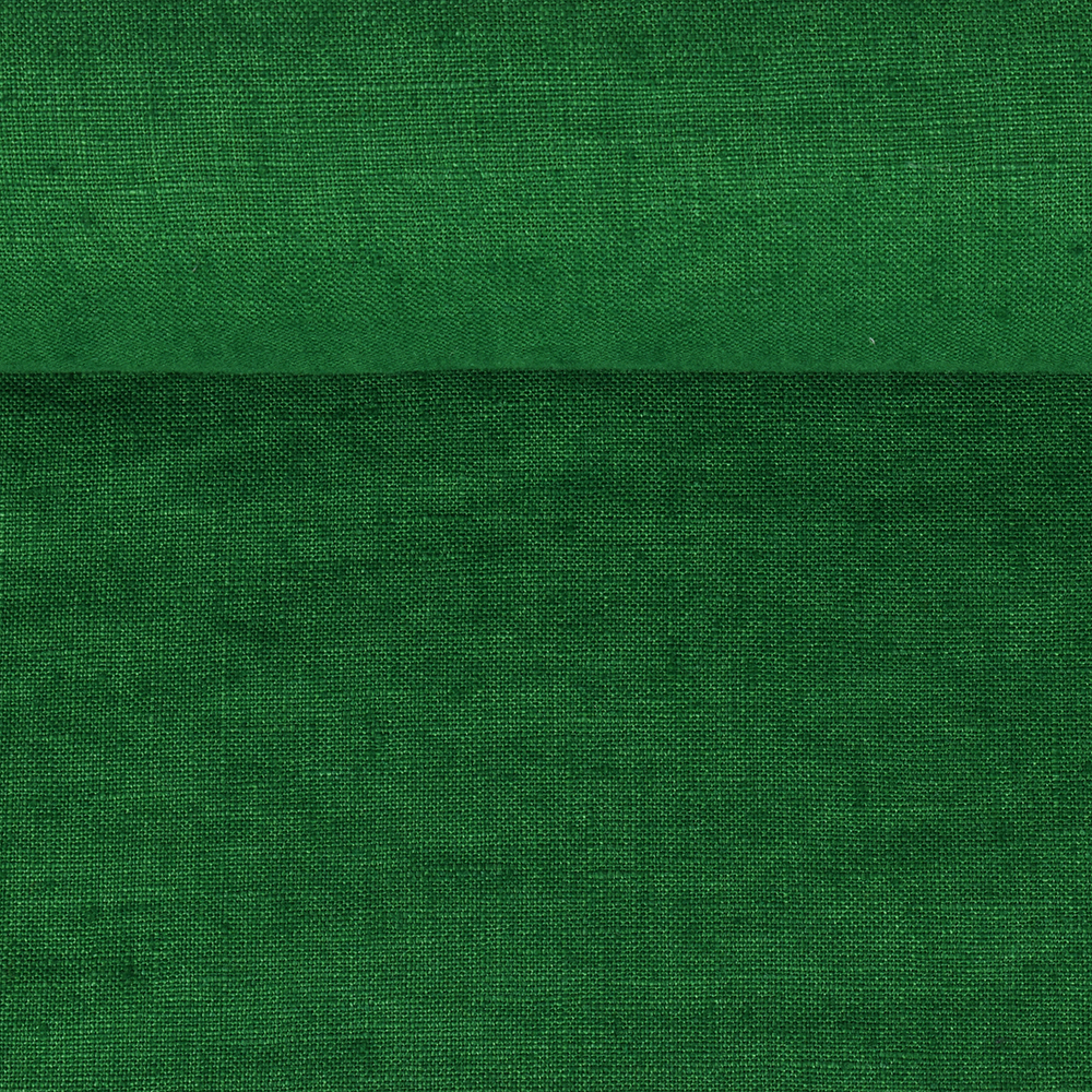 Washed linen fabric in mint green color, 205 g/m²